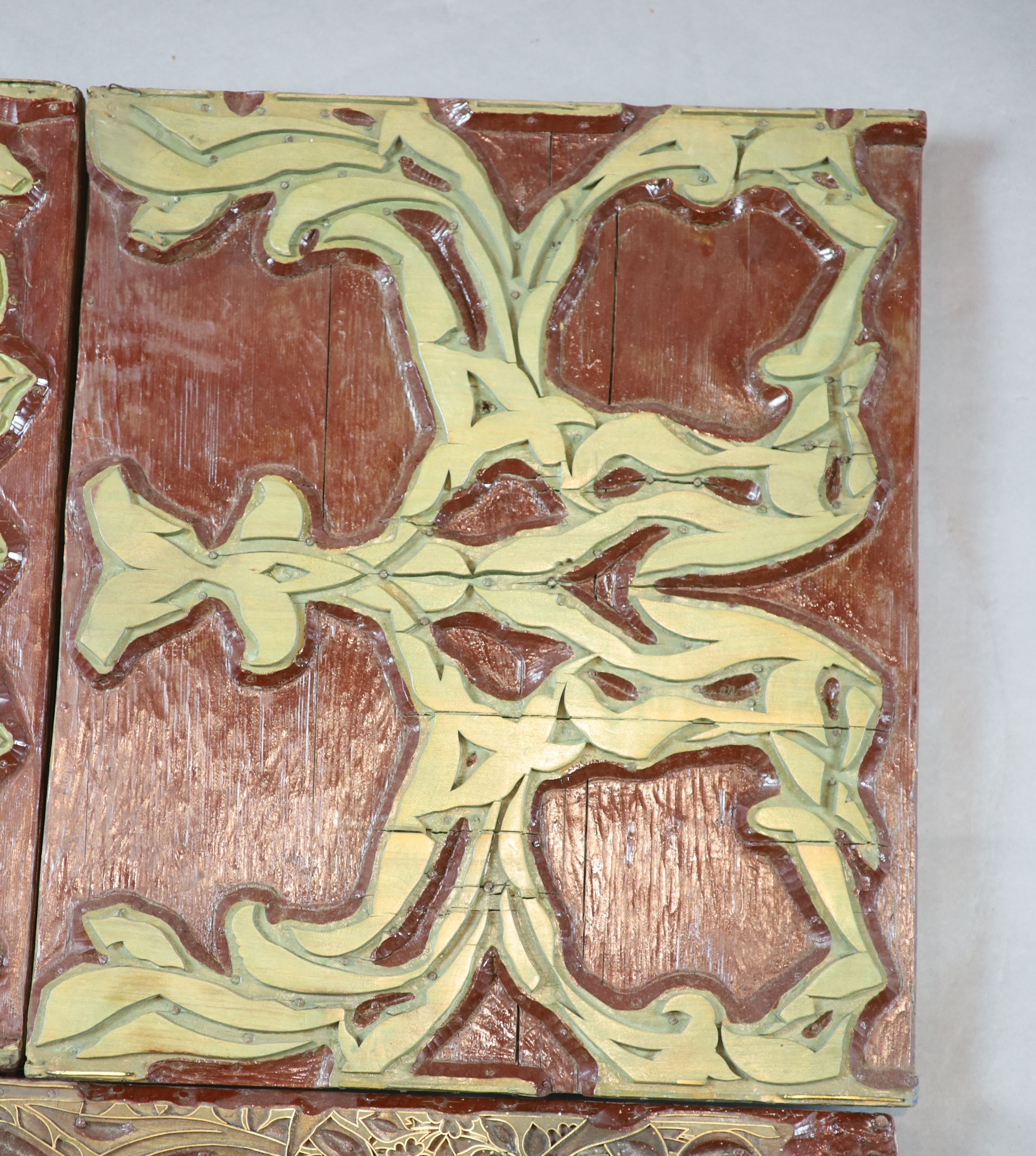 A large Victorian period cut metal and carved wooden printing block, largest 57 x 49cm.